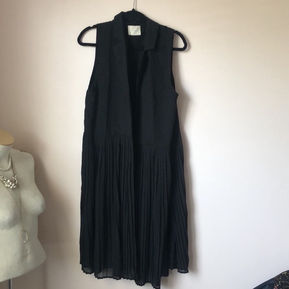 Anthropologie Jackets & Blazers - Allirow Black Pleated Long Vest Size Medium